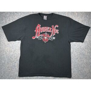 Vintage 2000s Y2K Avirex New York City Skull Logo T Shirt Adult 3XL Black Mens